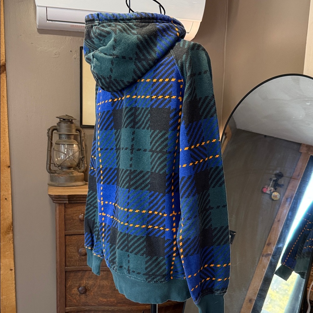 The North Face Blue and Green Plaid  Hoodie - Picture 5 of 6